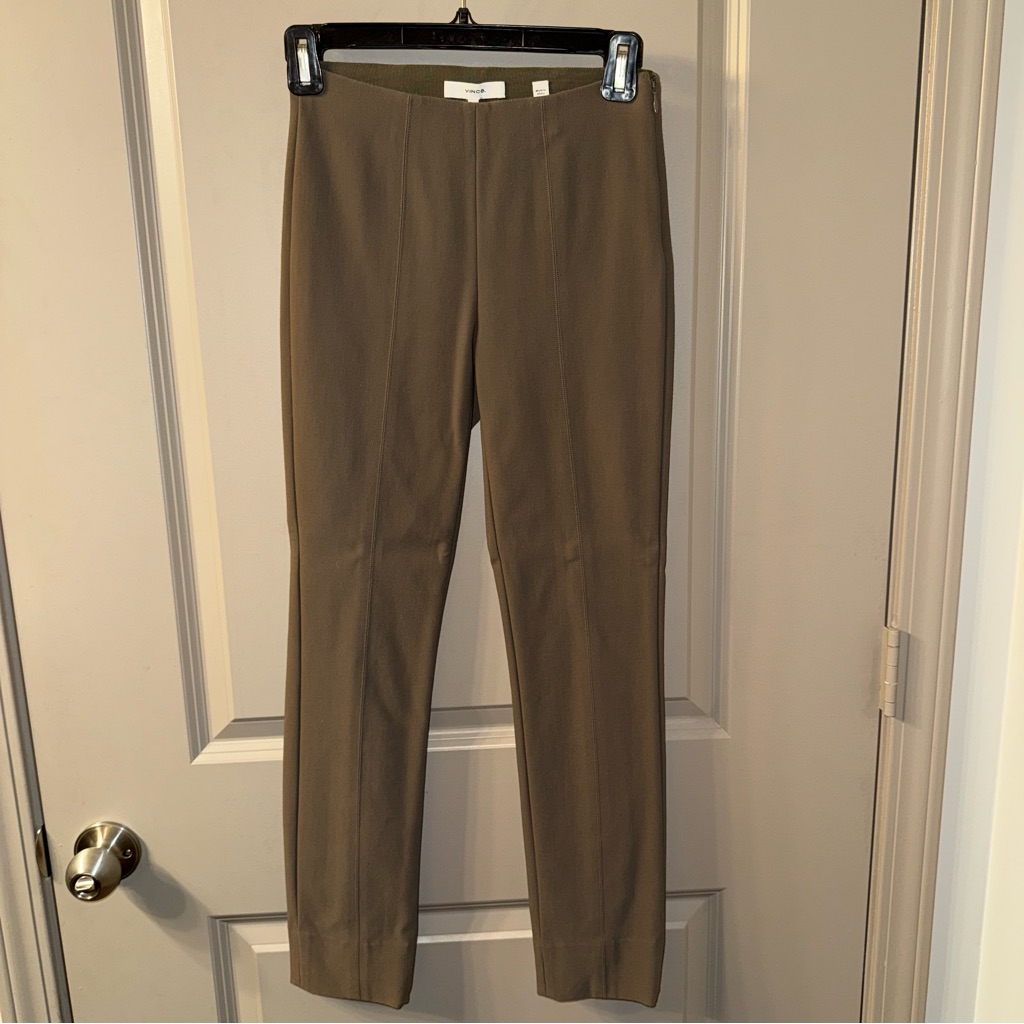 Vince Stitch-Front Seam Ponte Legging - Khaki/Tan